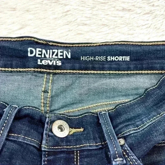 Levi’s Denizen High Rise Faded Webbed Stretch Denim Jean Shorts Size 11 (W30) - Picture 10 of 14